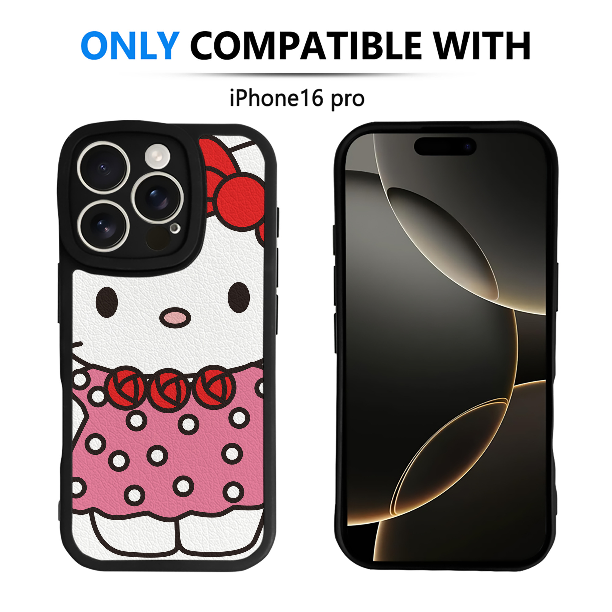 （画像用） Hello Kitty ハローキティ 【iPhone 16シリーズ対応】シリコンスマホケース（レザー調） 材質：シリコン